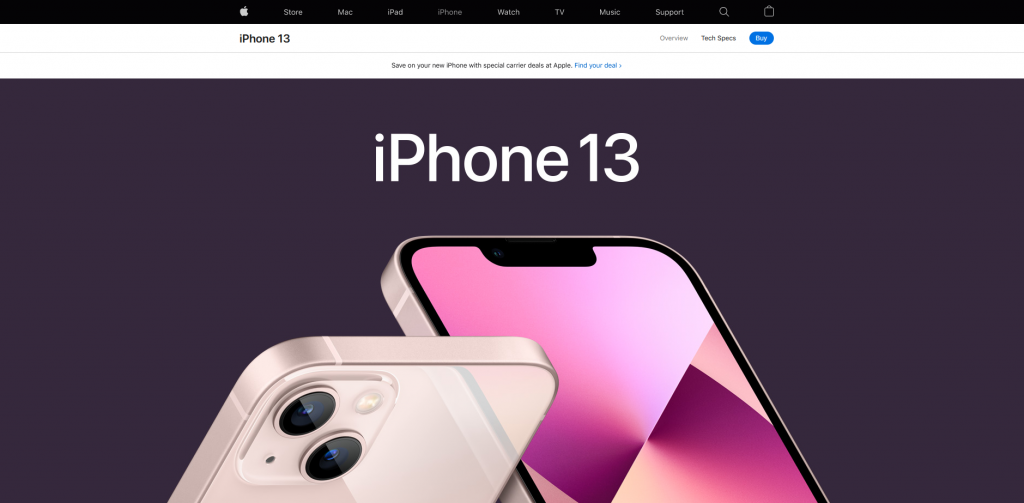 Screenshot: Apple (Infomercial page for iPhone 13)