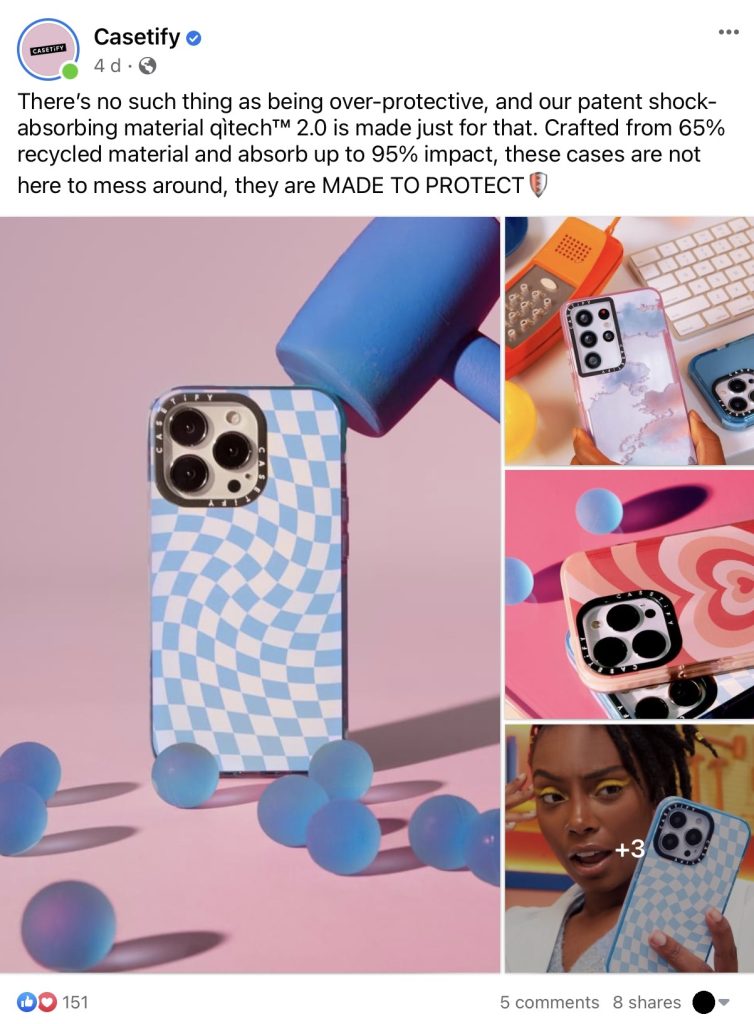 Facebook post example: Casetify