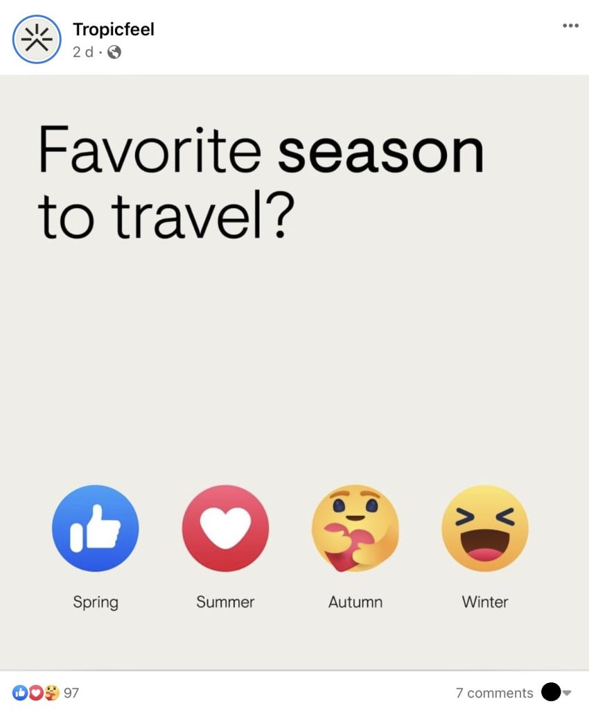 Facebook post example: Tropicfeel