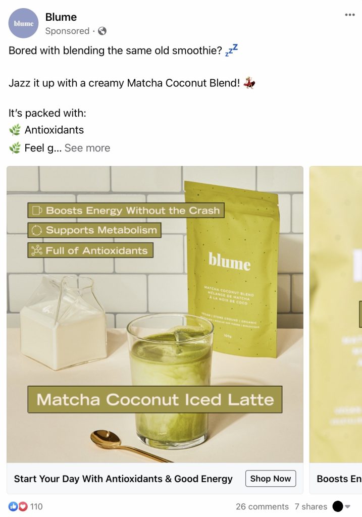 Facebook example: Blume (longer post)