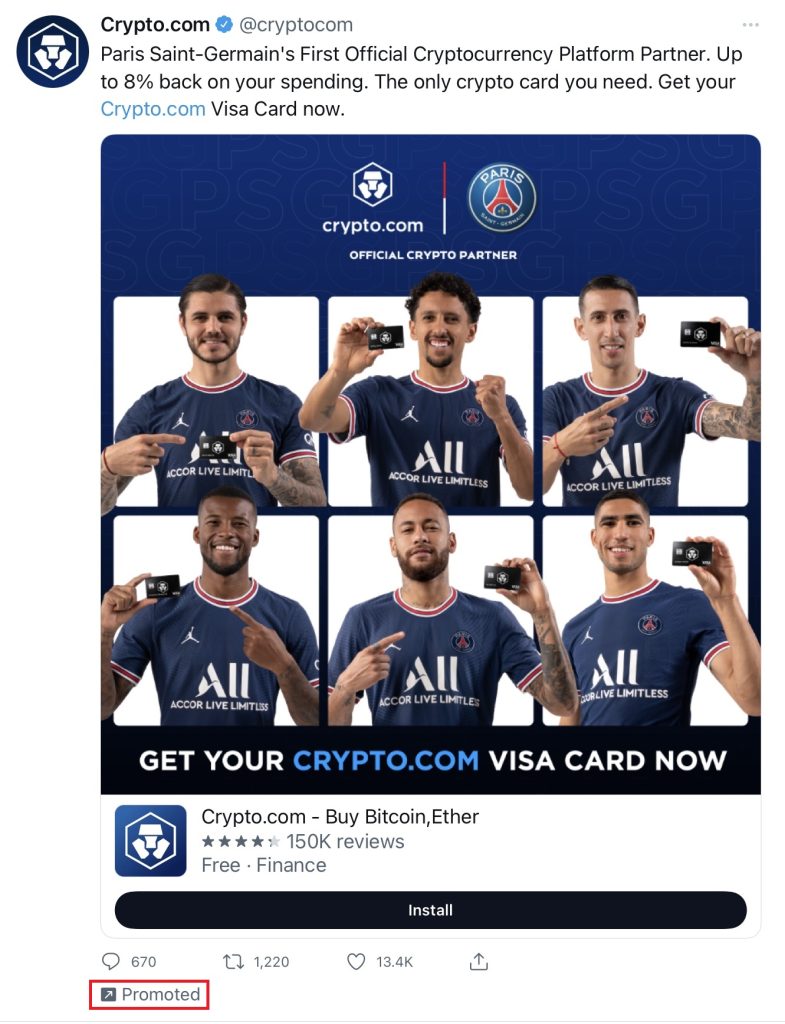 Example of Promoted Tweet on Twitter